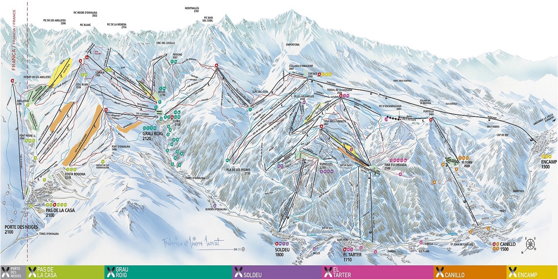 Схема трасс в Андорре (Ski map Andorra)