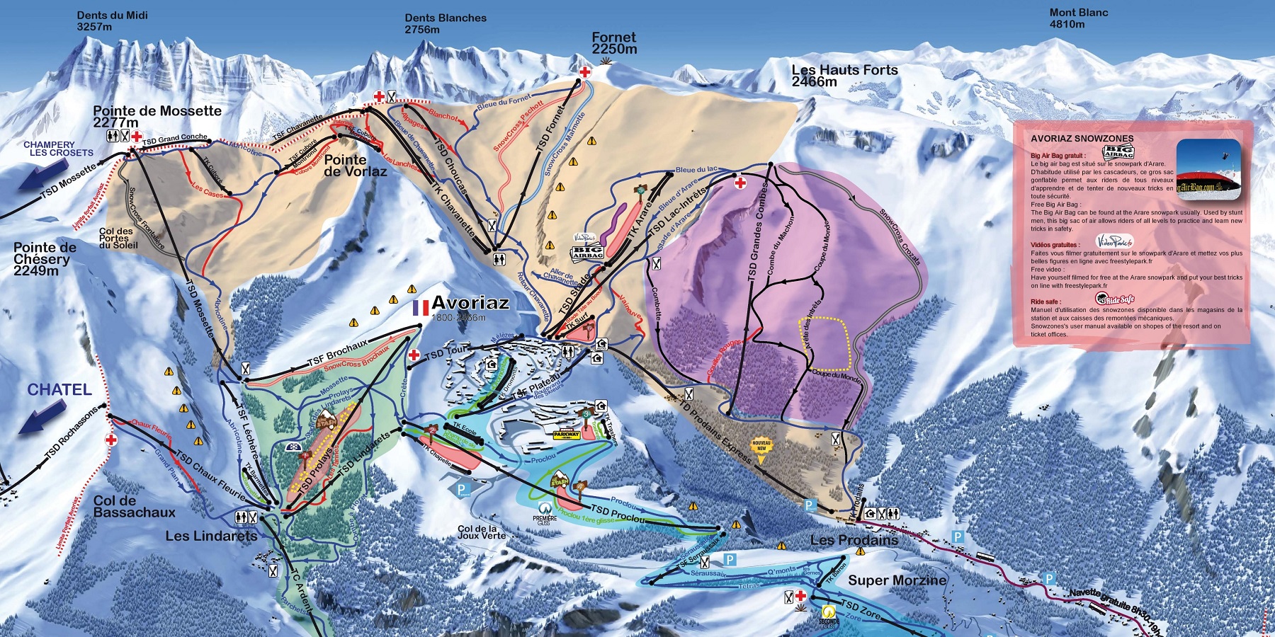 Схема трасс в Авориазе (Ski map Avoriaz)