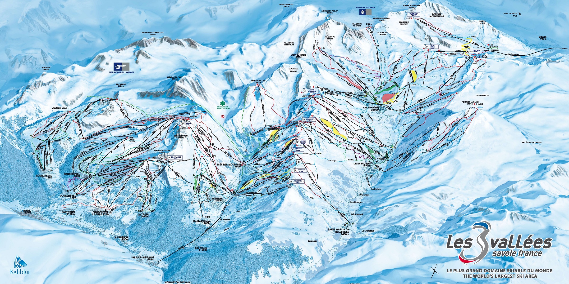 Карта горнолыжных трасс в Куршевеле (Skimap Courchevel)