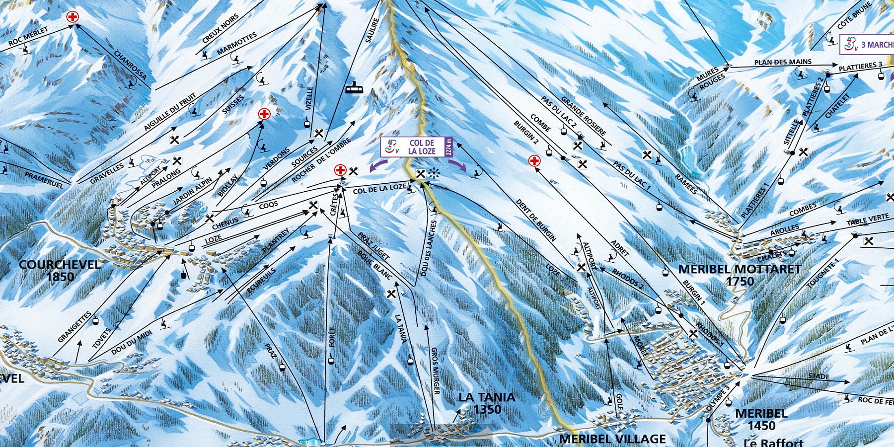 Схема трасс в Ла Танья (Ski map La Tania)