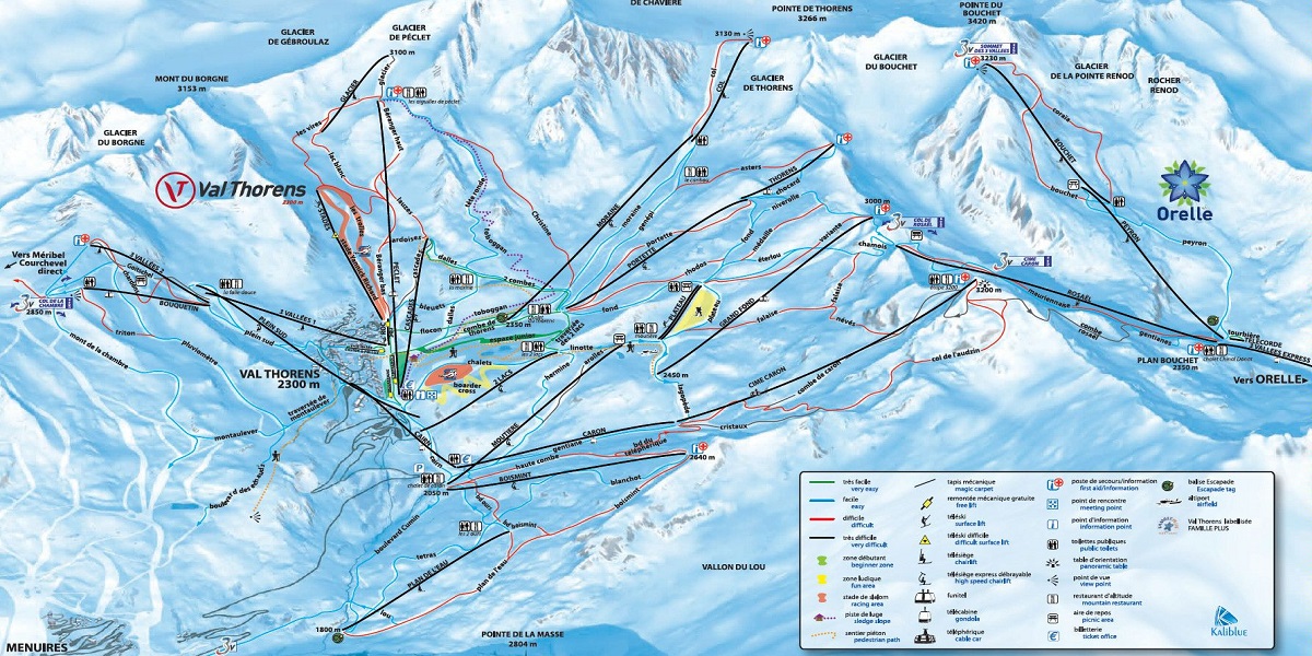 Схема трасс в Валь Торансе (Ski map Val Thorens)