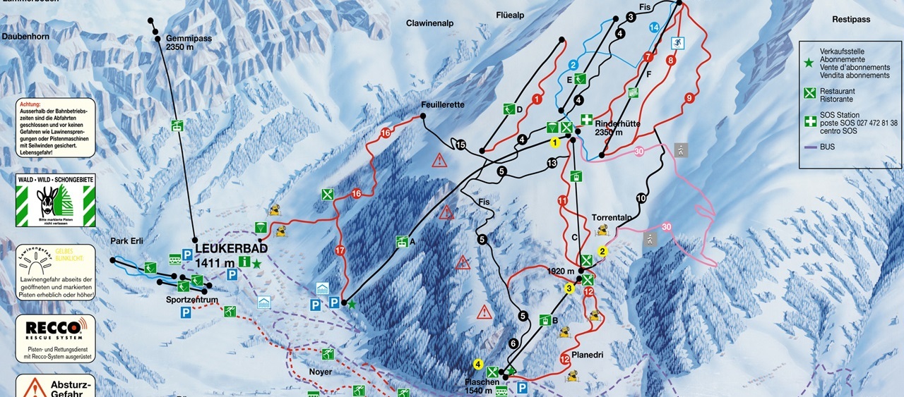 Ski map of Leukerbad.