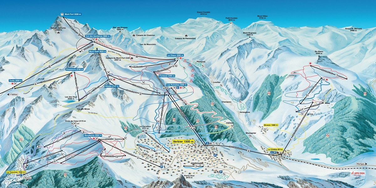 Ski map Verbier.