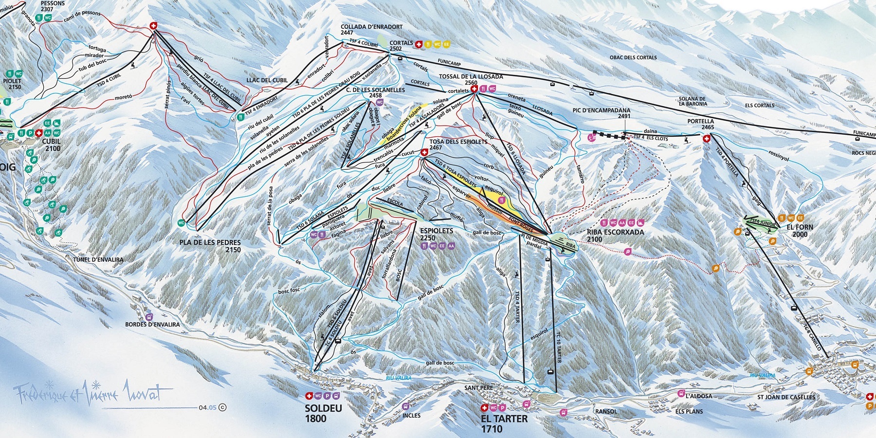 Ski map Andorra, El Tarter.