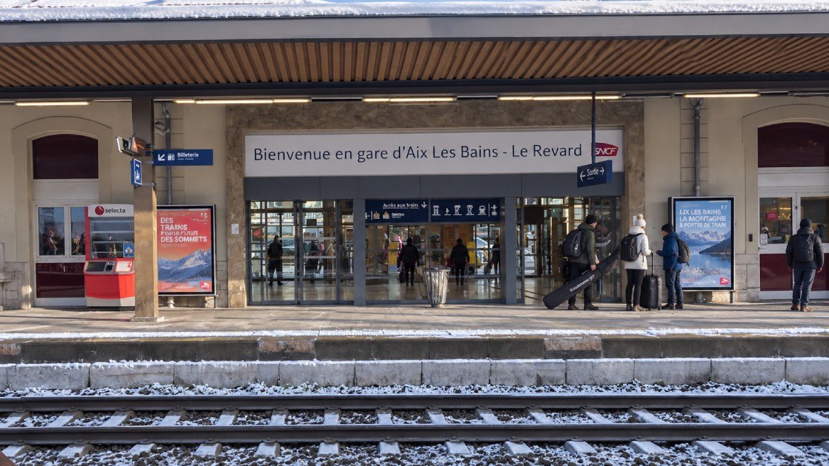Aix-les-Bains railway station from which trains go to Moutiers