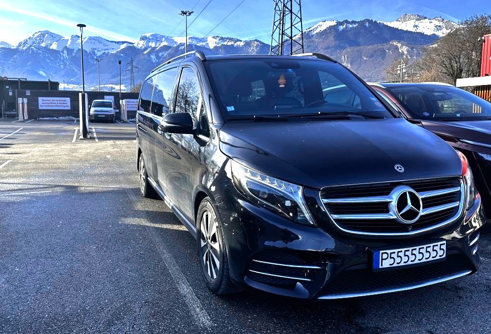 Premium private transfer from Geneva Airport to Courchevel by Mercedes V-Class with chauffeur