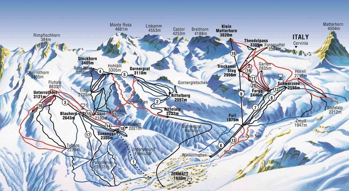 Ski map Zermatt