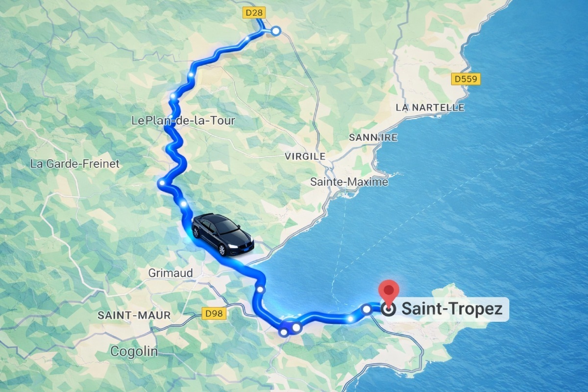Mountain detour road near Le Plan-de-la-Tour used as an alternative route between Nice Airport and Saint-Tropez