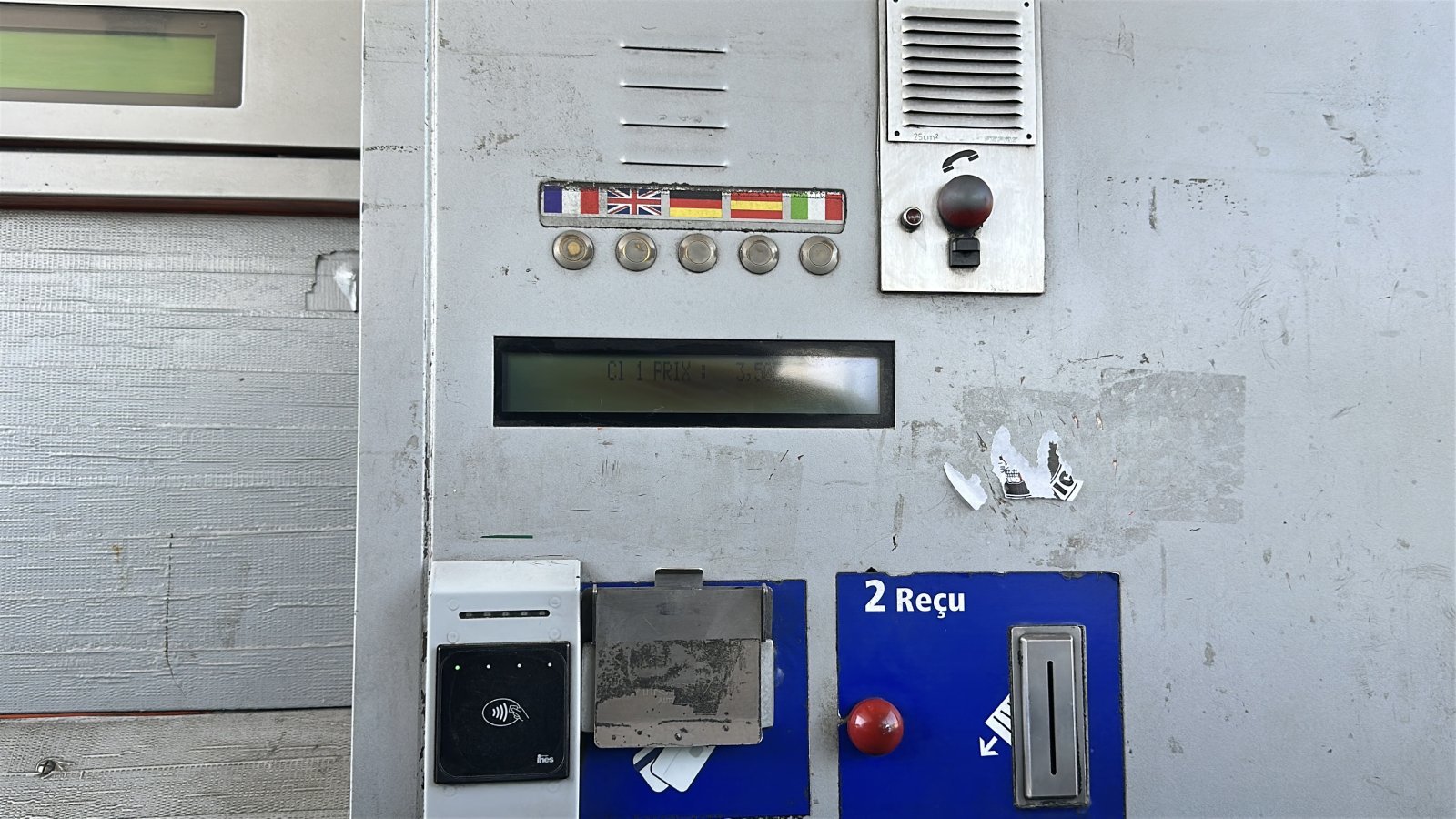 Toll machine at the toll plaza at A8 motorway between Nice and Saint-Tropez
