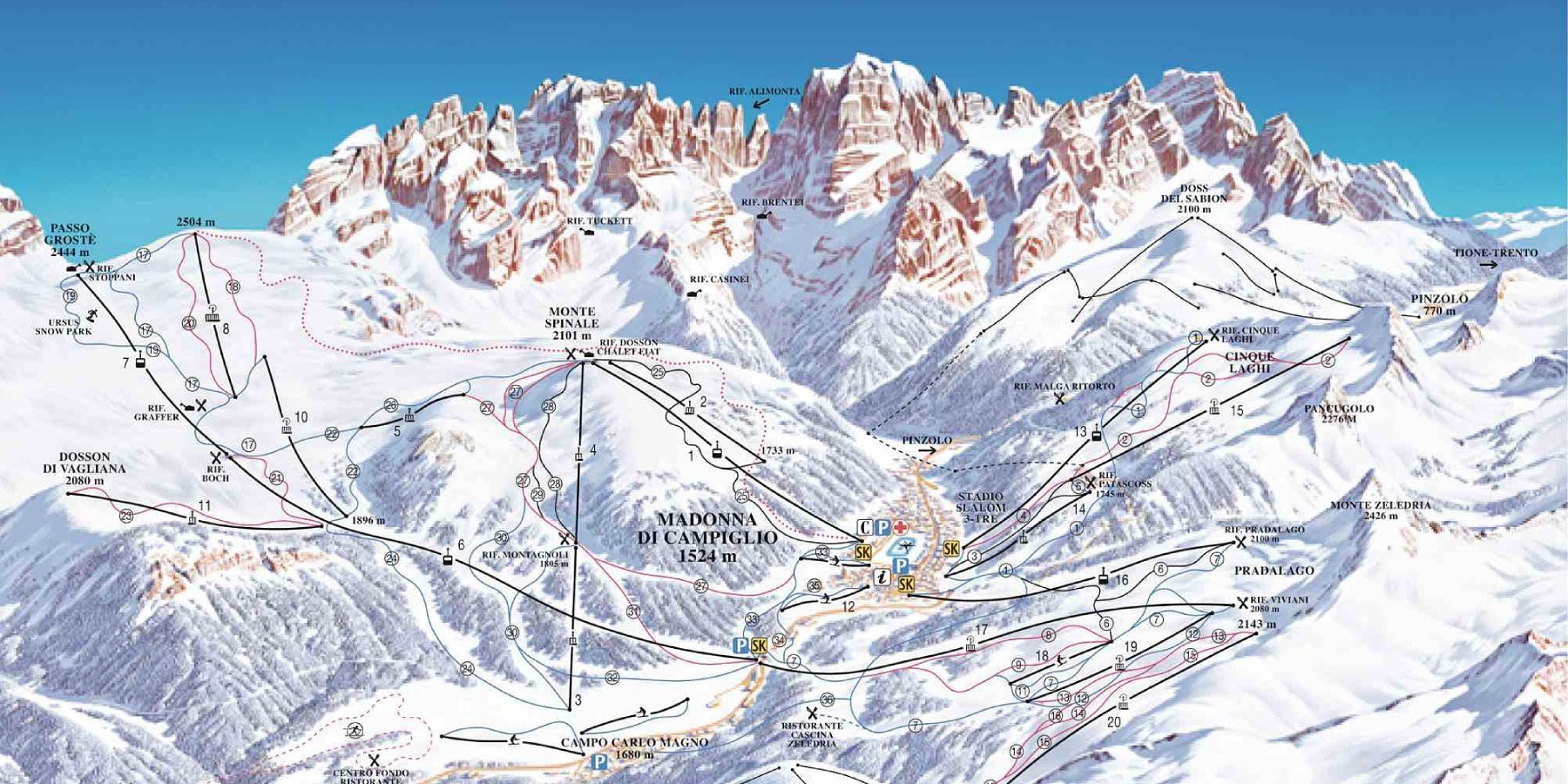 Madonna di Campiglio, ski map