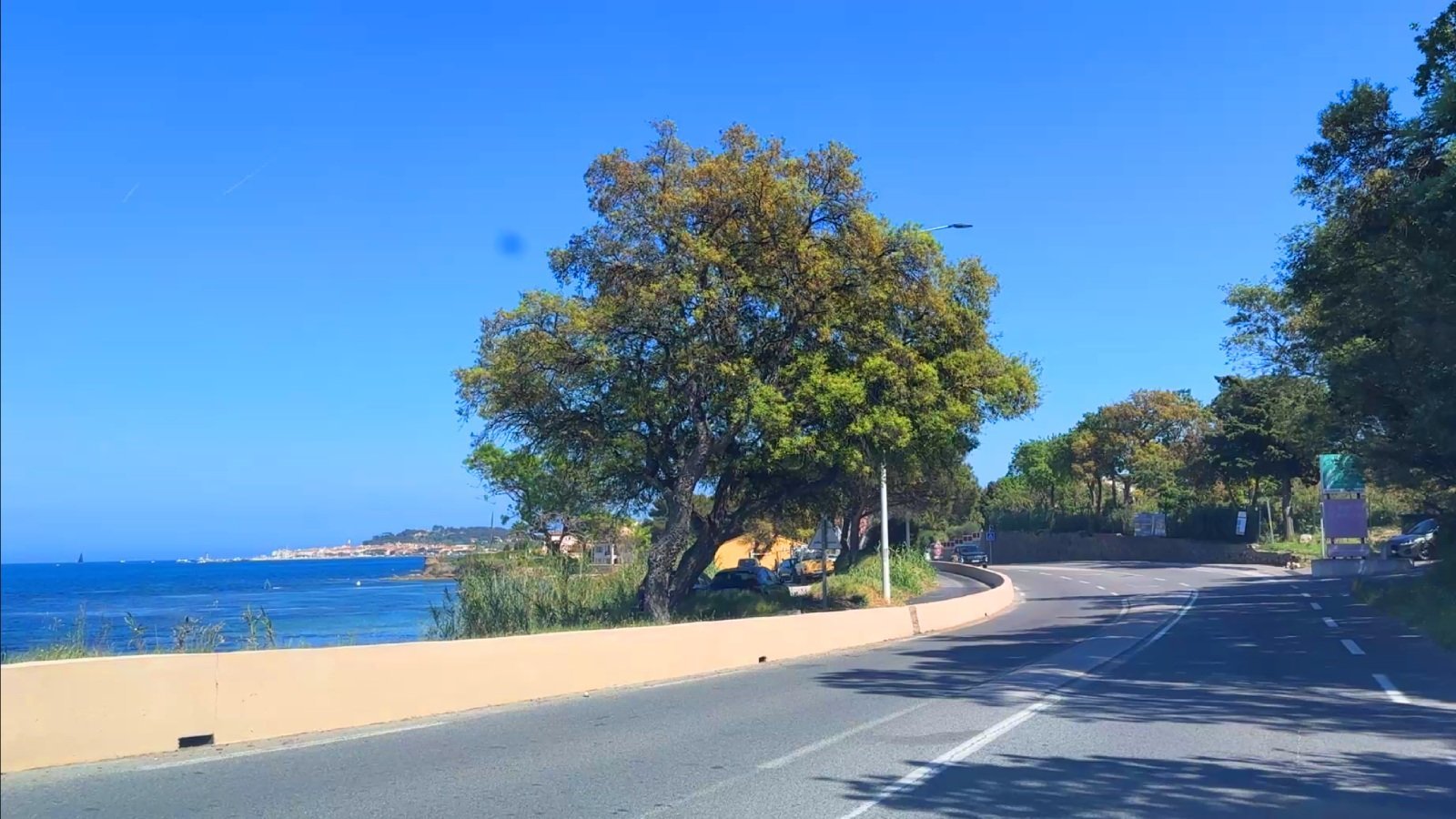 The D98A road along seashore from Grimaud port to Saint-Tropez