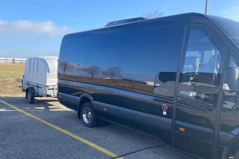 Transfer from for 19 pax from Lyon airport to Courchevel by Mercedes Sprinter in winter 2025 Transfer from for 19 pax from Lyon airport to Courchevel by Mercedes Sprinter in winter 2025