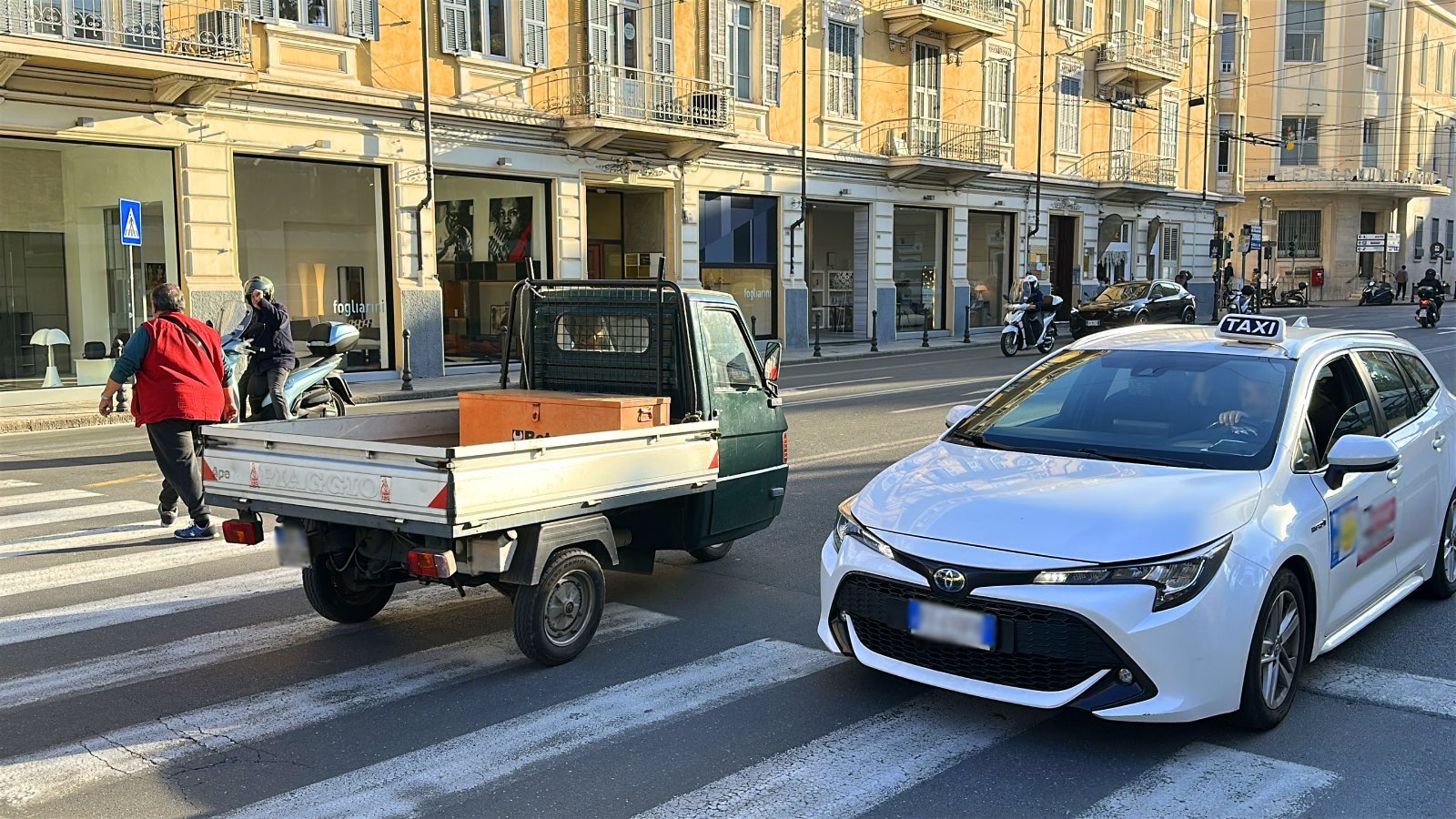Official taxi car waiting for passengers in Alassio, Italy