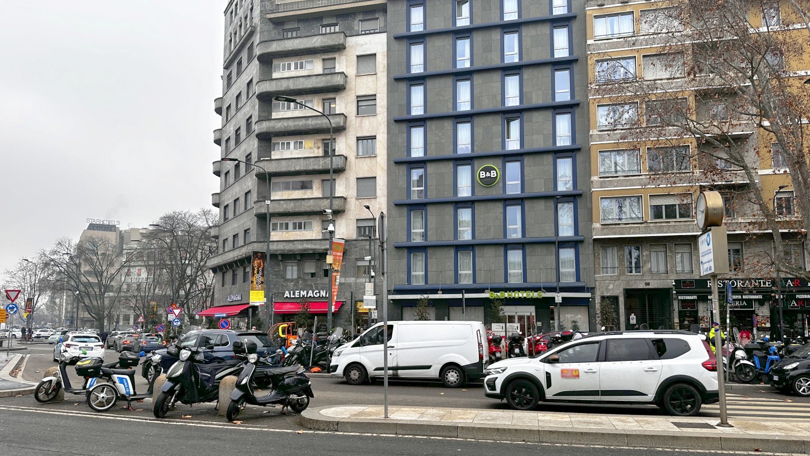 Official taxi car waiting for passengers in Bologna, Italy