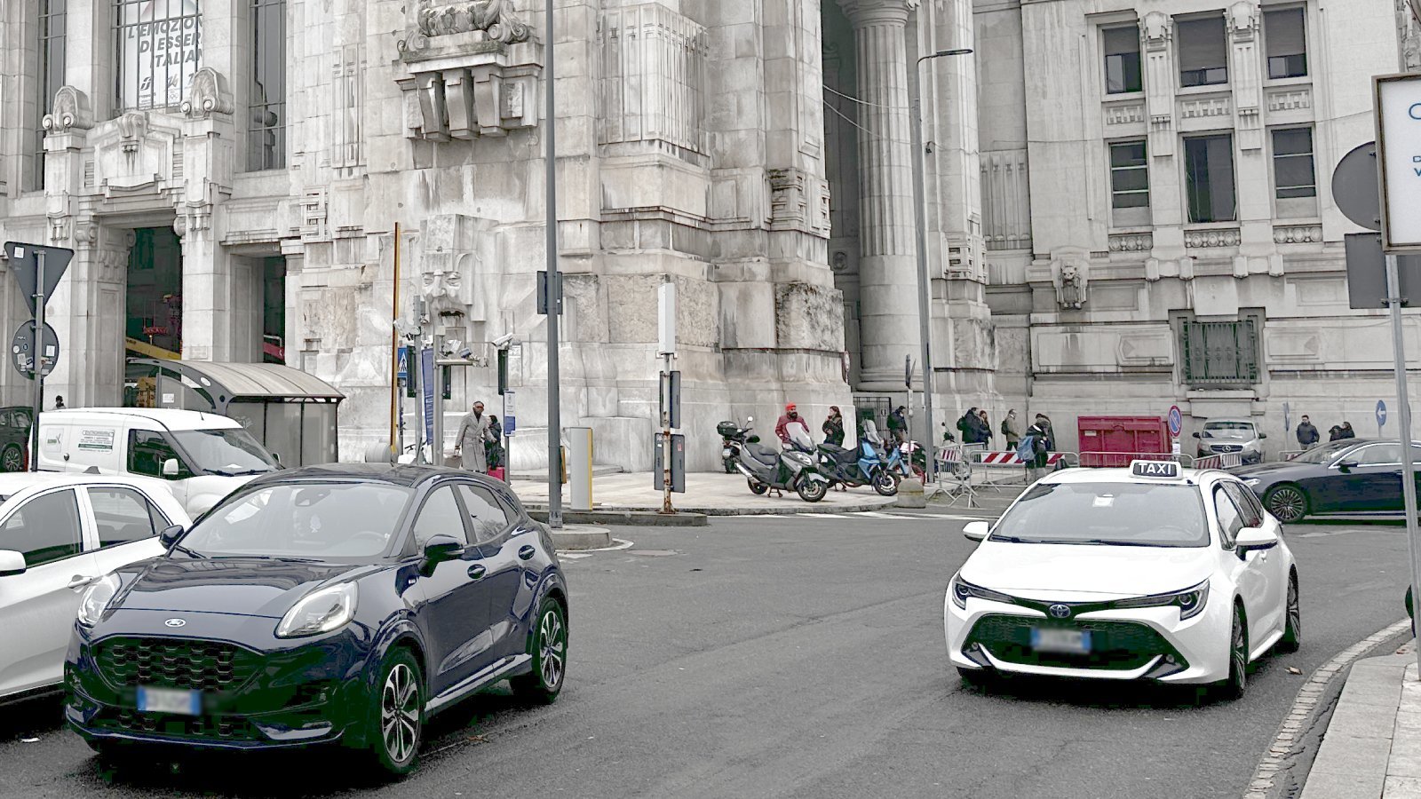 Official taxi car waiting for passengers in Cernobbio, Italy