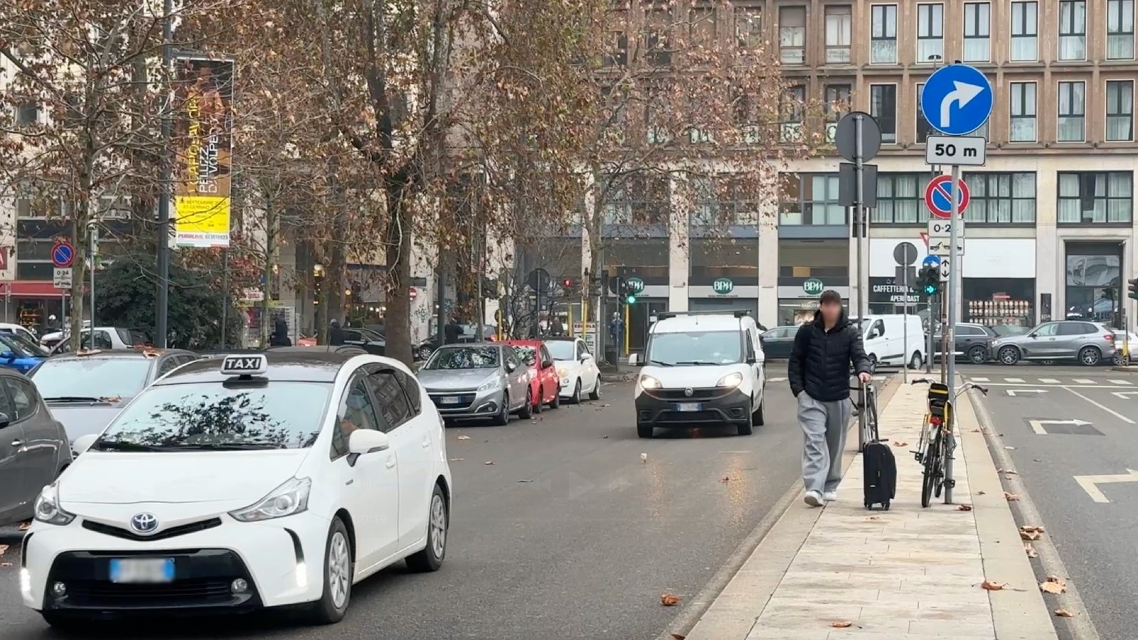 Official taxi car waiting for passengers in Forte dei Marmi, Italy