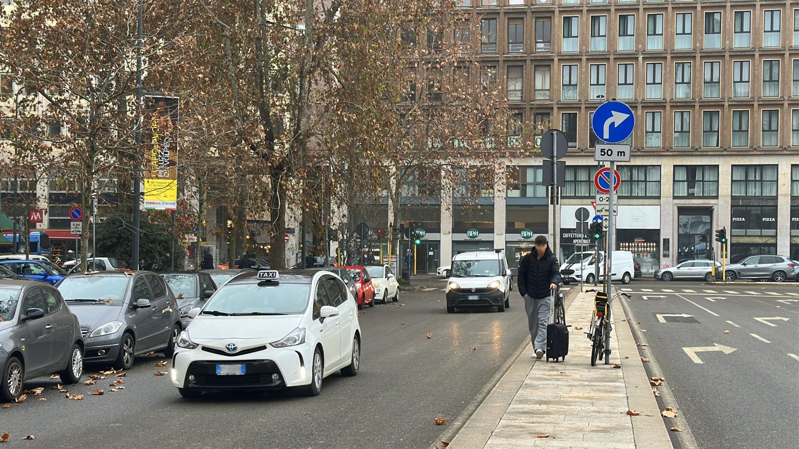 Official taxi car waiting for passengers in Menaggio, Italy