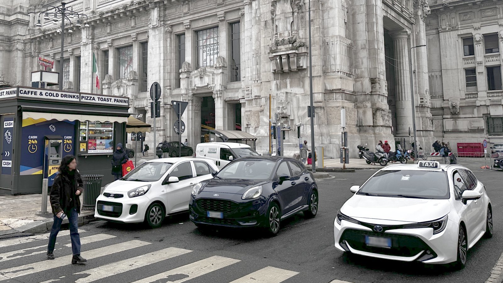 Official taxi car waiting for passengers in Santa Margherita Ligure, Italy