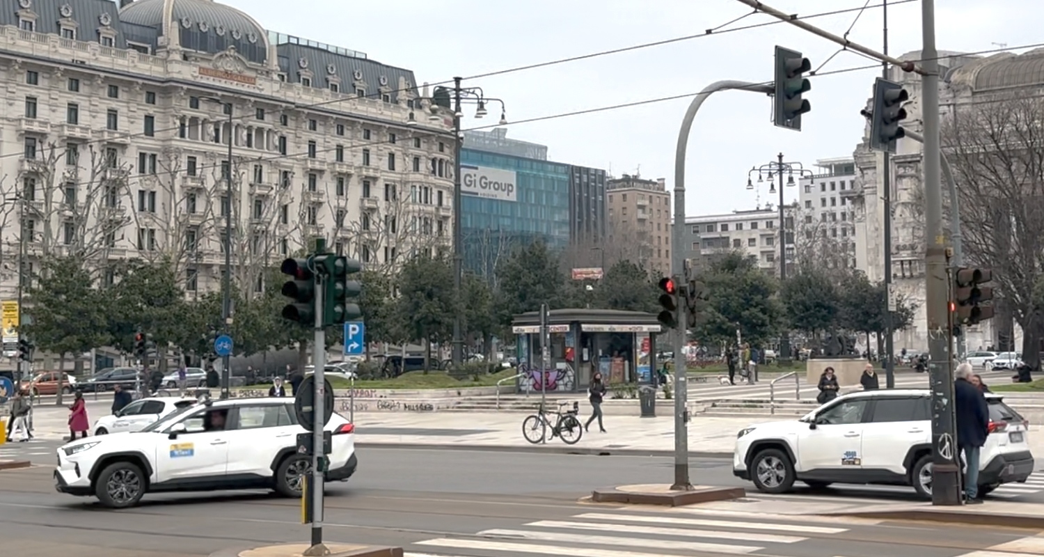 Official taxi car waiting for passengers in Serravalle Designer Outlet, Italy
