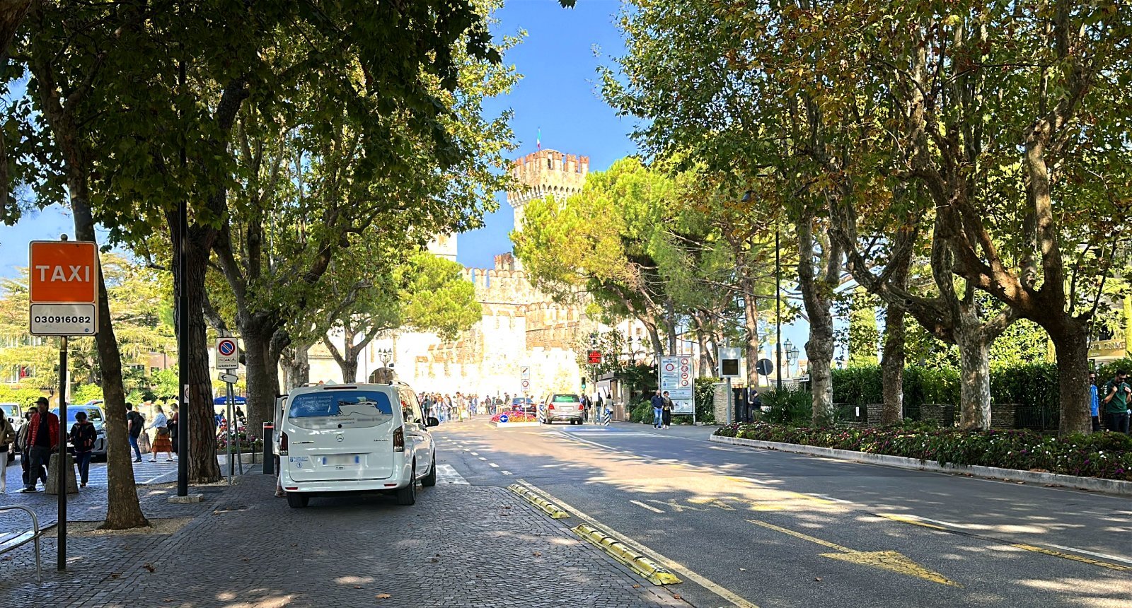 Official taxi car waiting for passengers in Sirmione, Italy