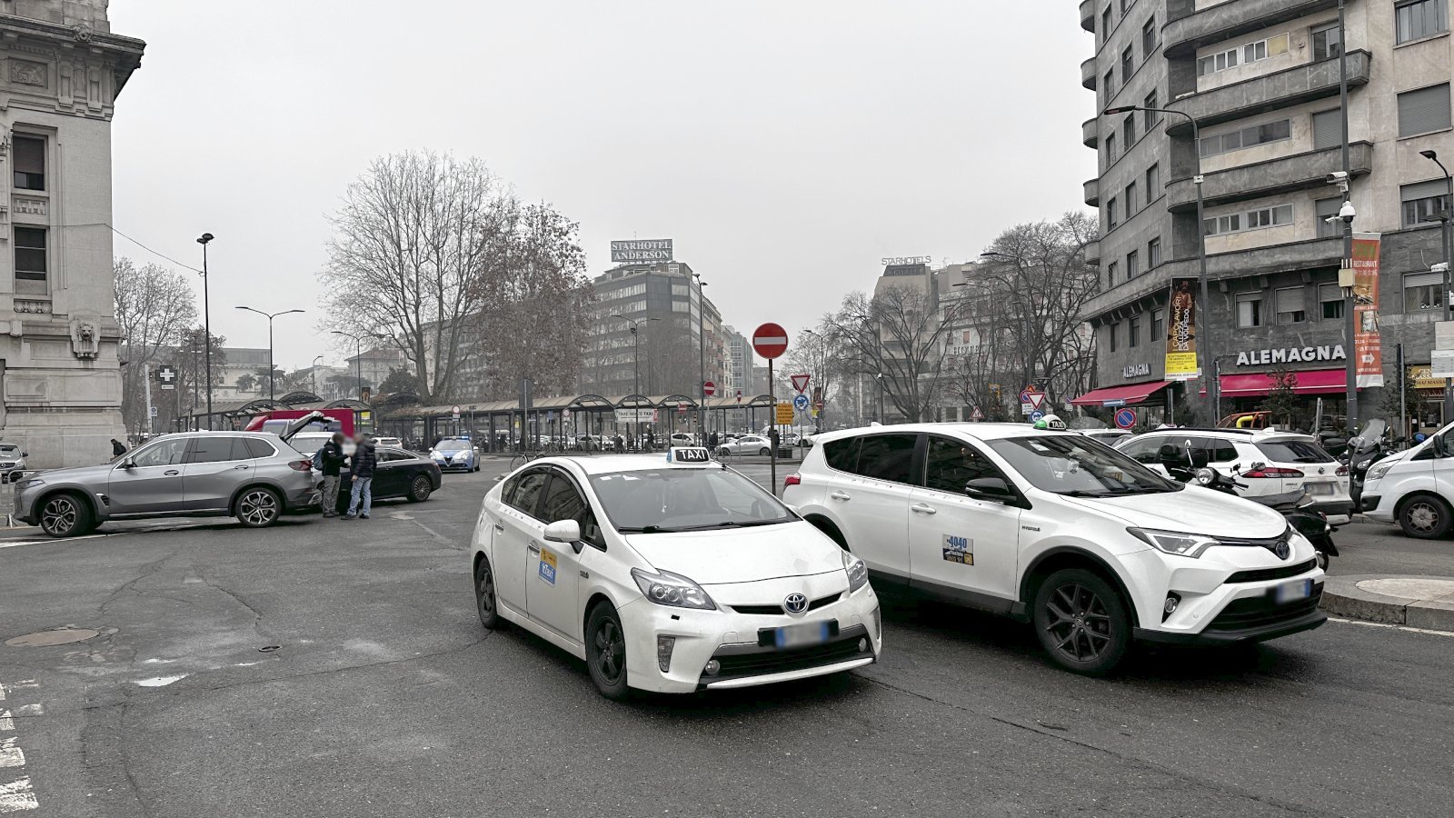 Official taxi car waiting for passengers in Verona, Italy