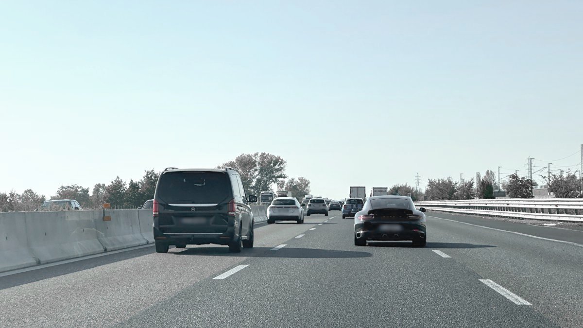 Car performs a transfer on the road from Bergamo Airport to Zermatt (Täsch)
