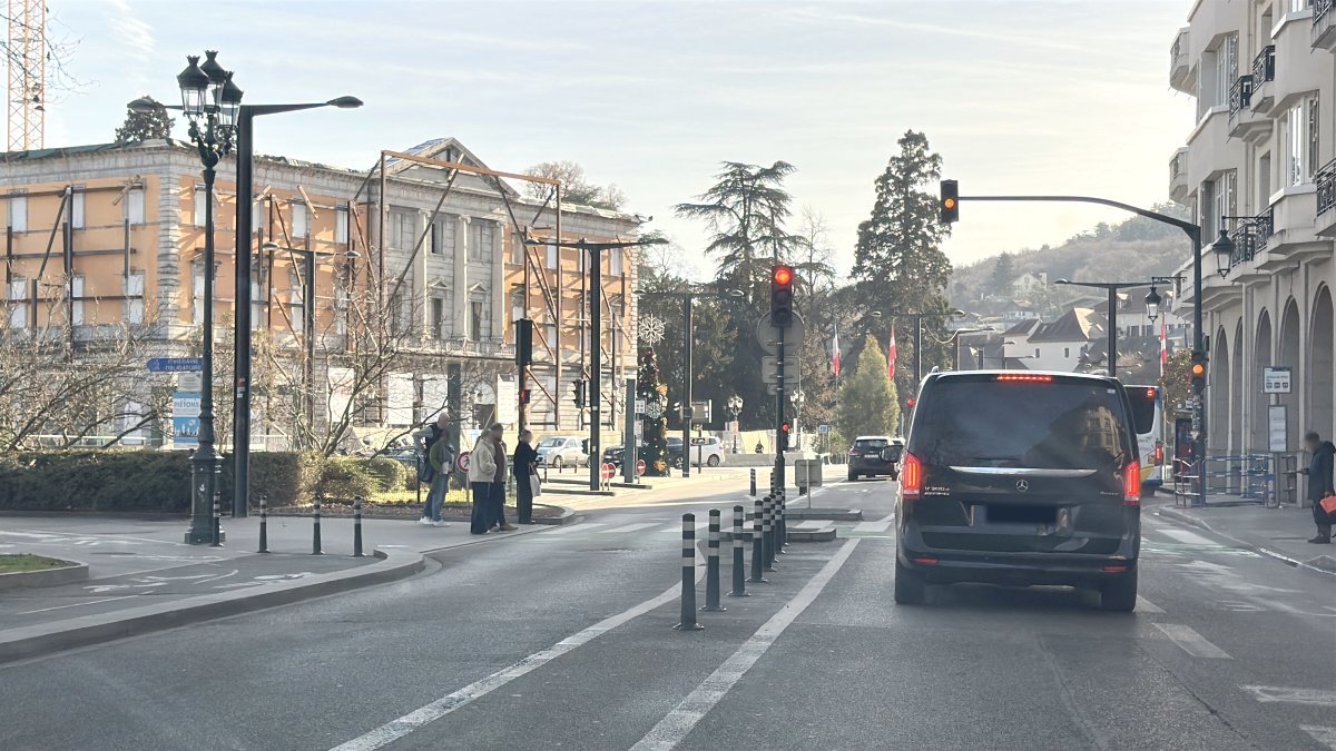 Car making a transfer on the road from Geneva airport to Val-d’Isere (main route)