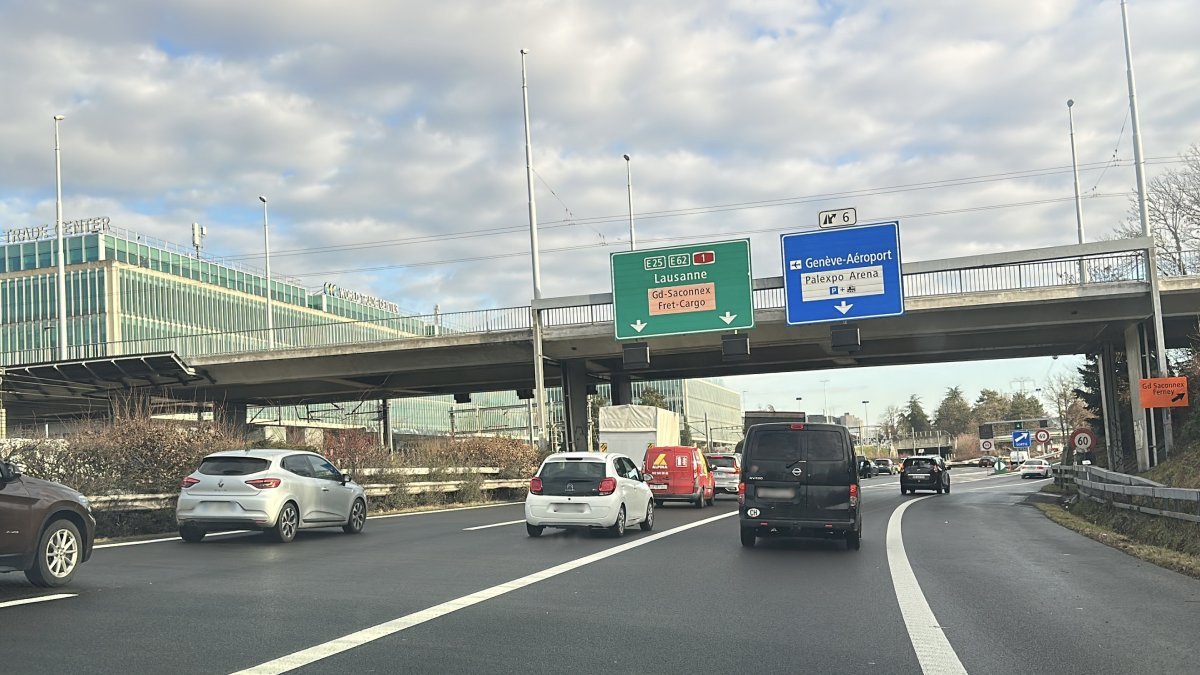Car making a transfer along the road from Geneva airport to Verbier (main route)