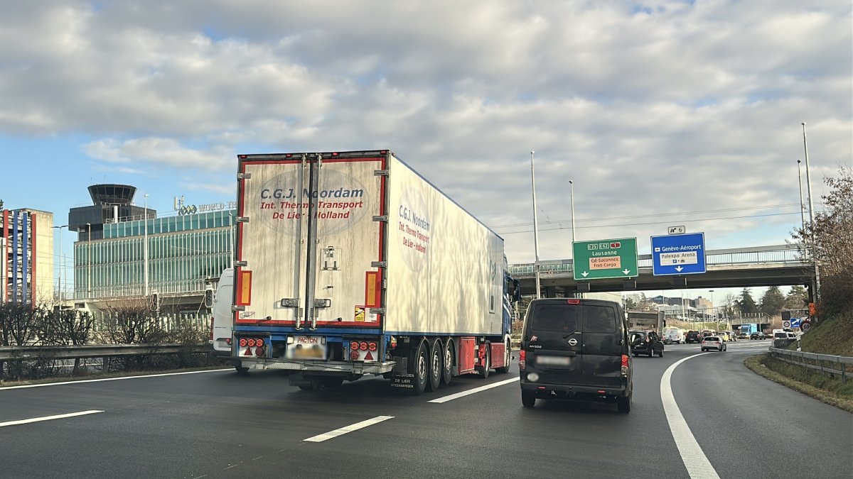 Car making a transfer along the road from Geneva airport to Villars-sur-Ollon (main route)