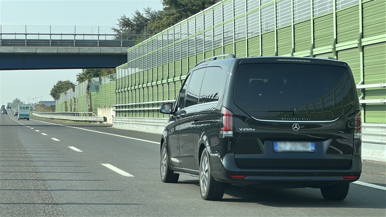 Mercedes driving from Milan to Bologna on highway
