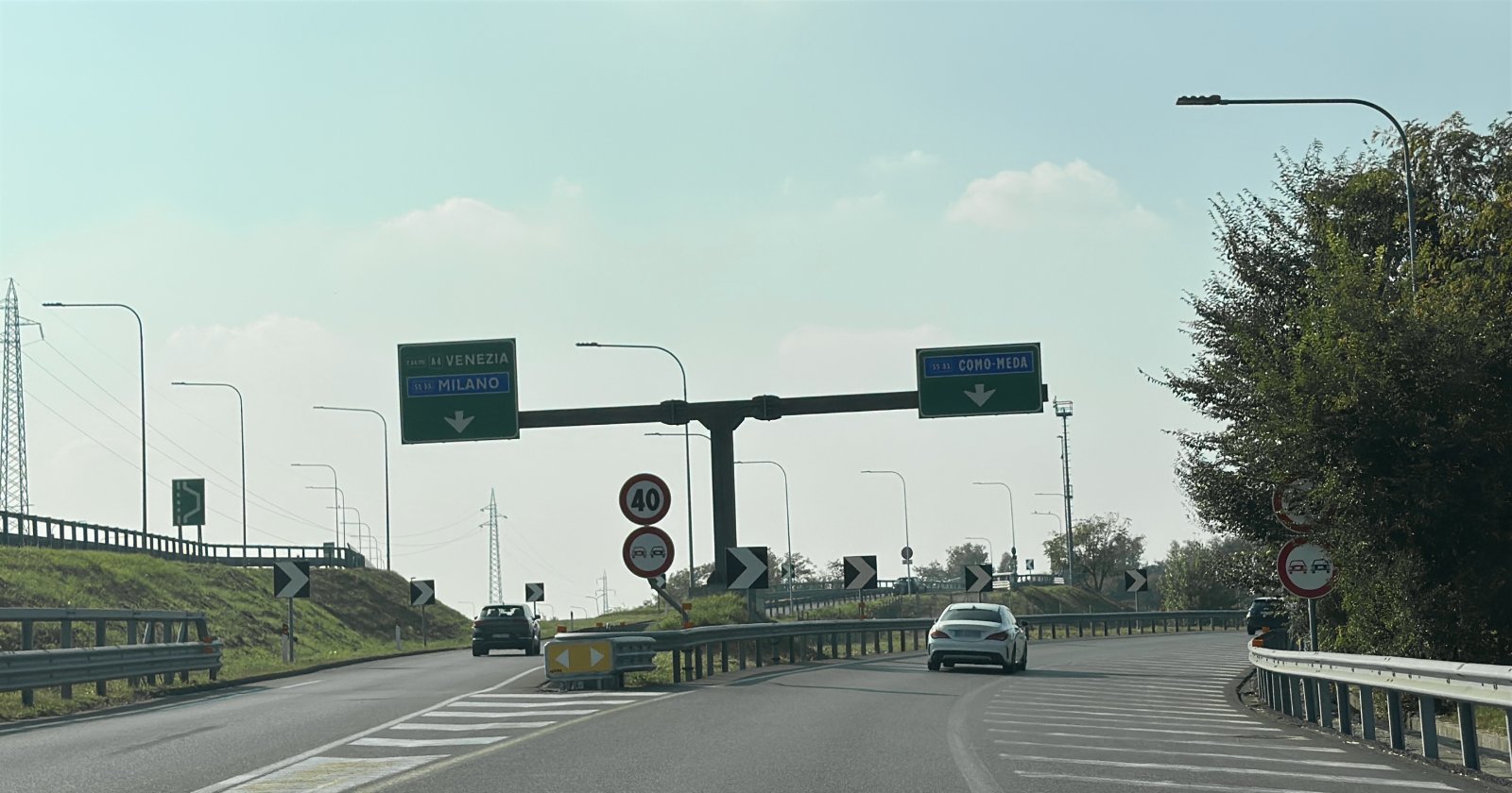 Mercedes driving from Milan to Como on highway