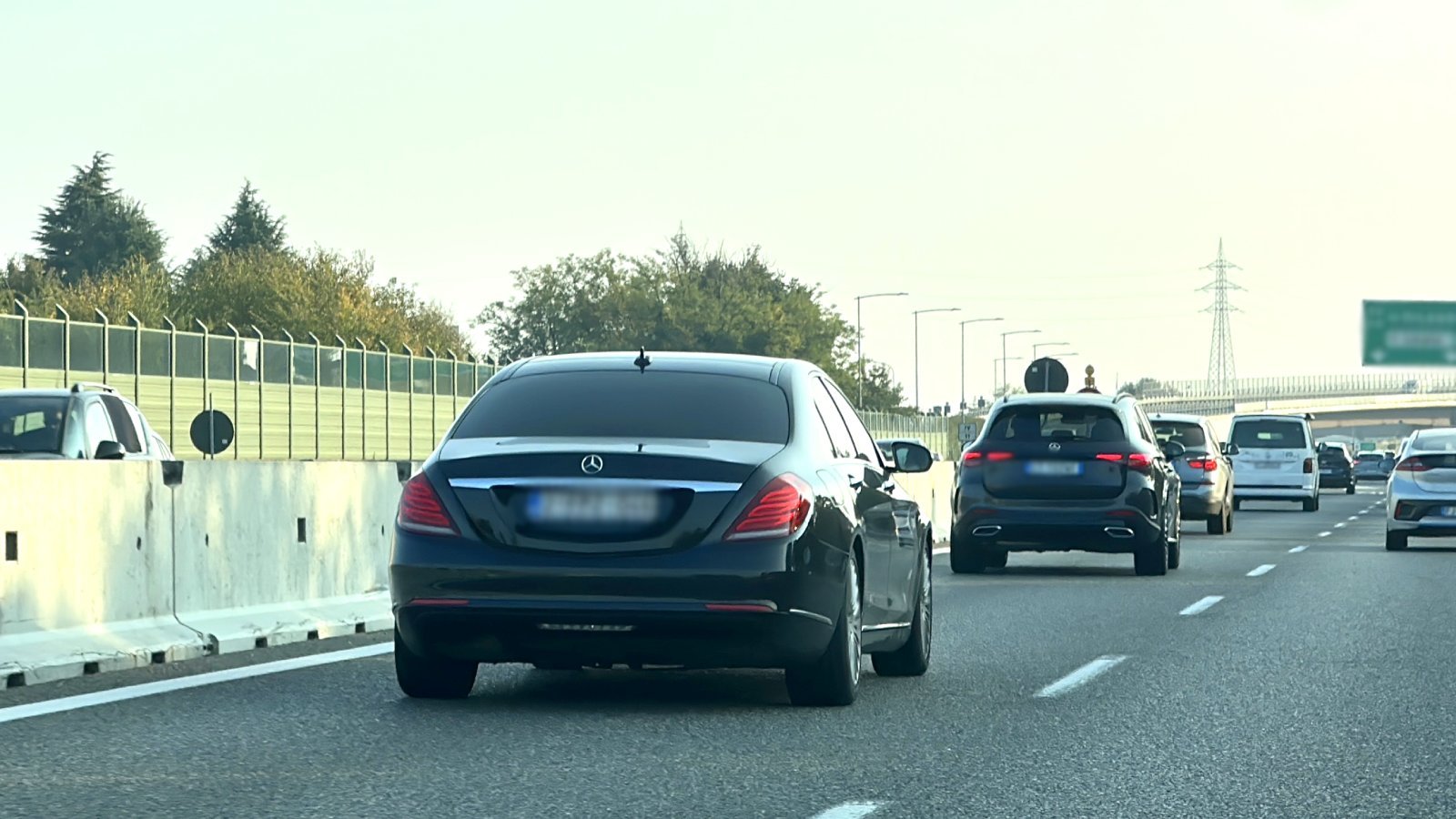 Mercedes driving from Milan to Florence on highway