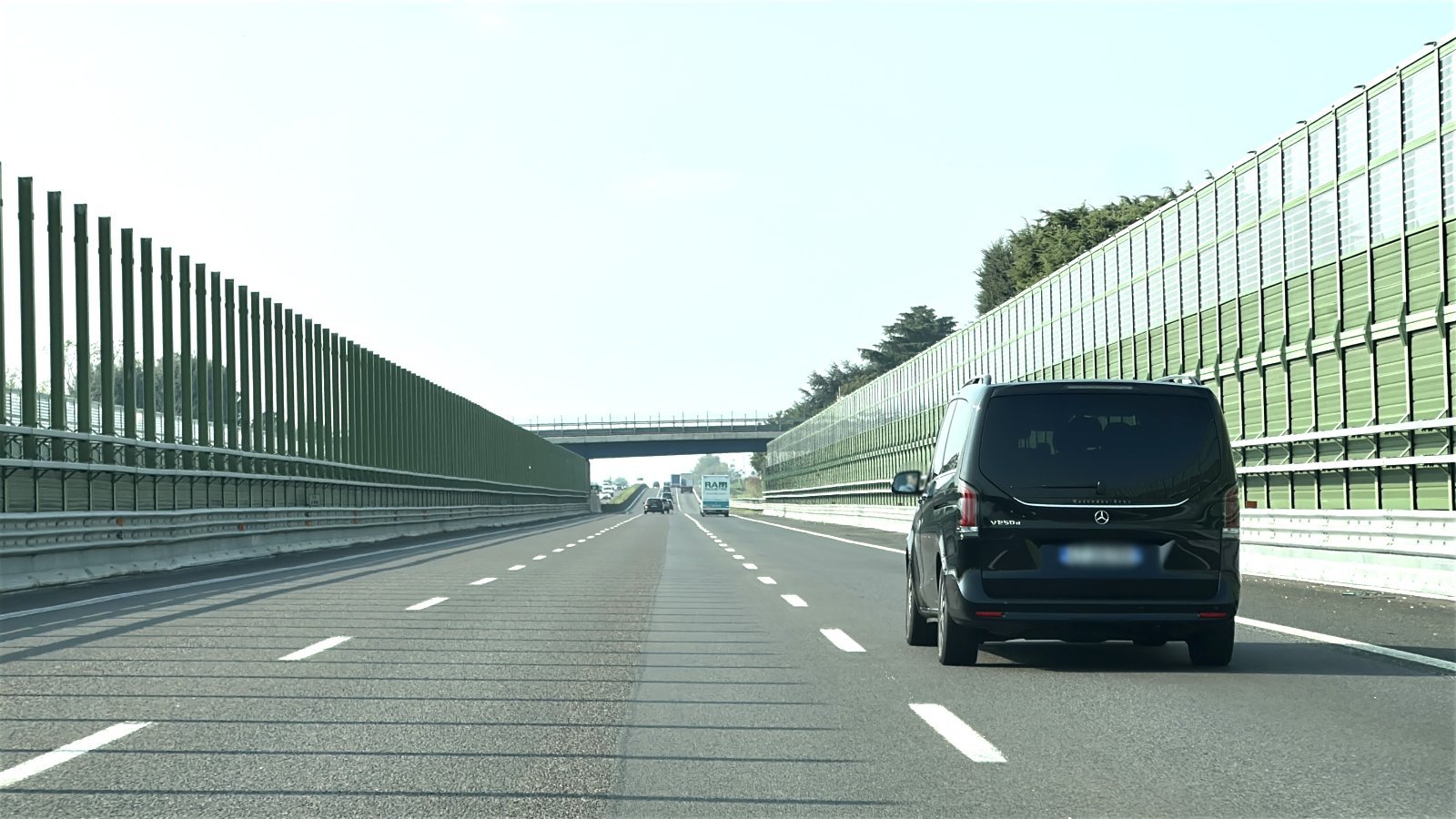 Mercedes driving from Milan to Garda on highway