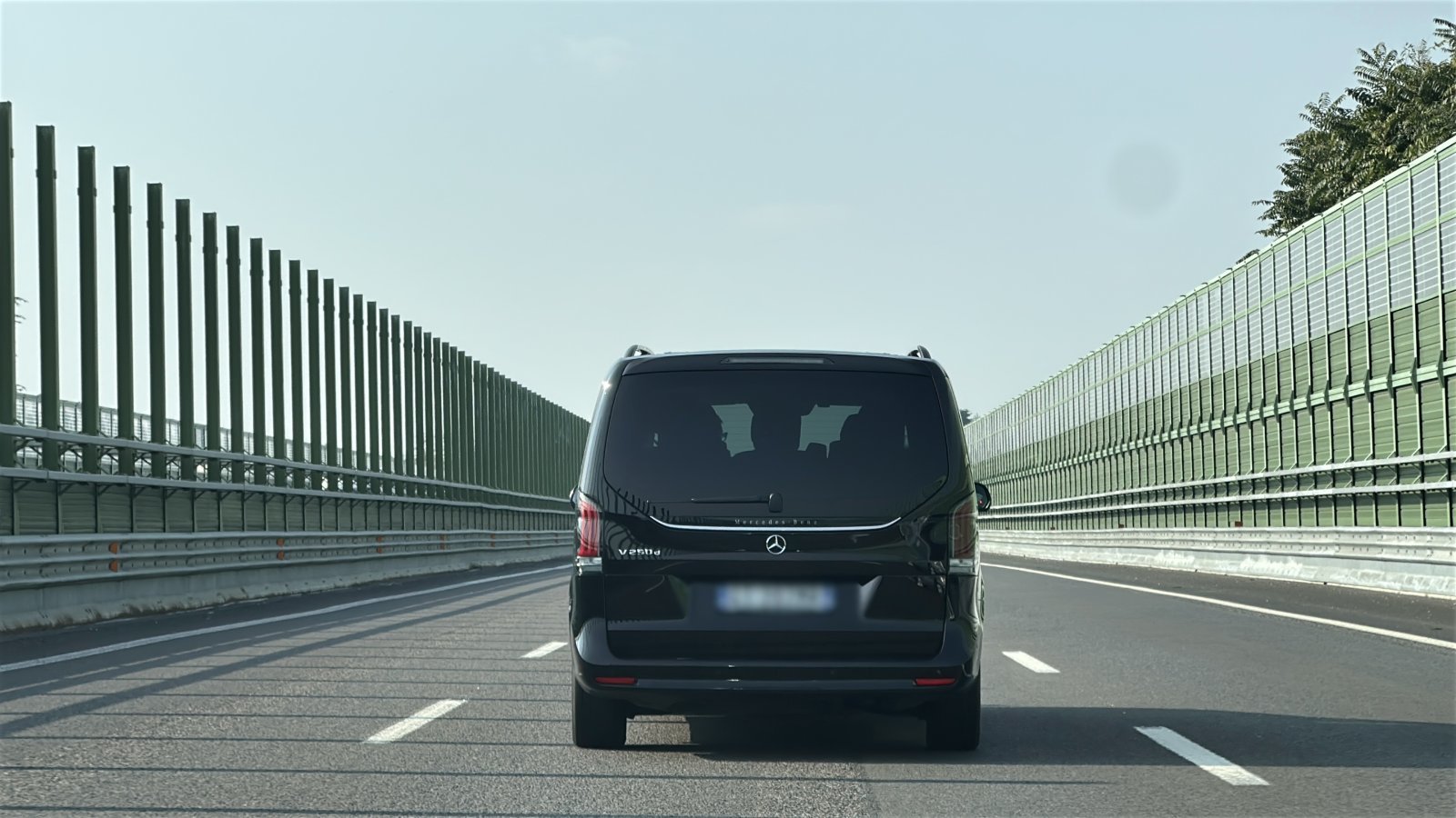 Mercedes driving from Milan to Lecco on highway