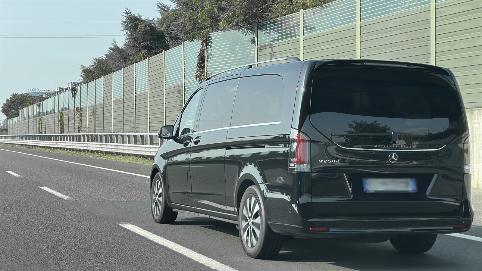 Mercedes driving from Milan to Monza on highway