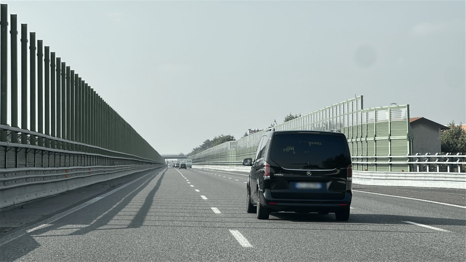 Mercedes driving from Milan to Riva del Garda on highway