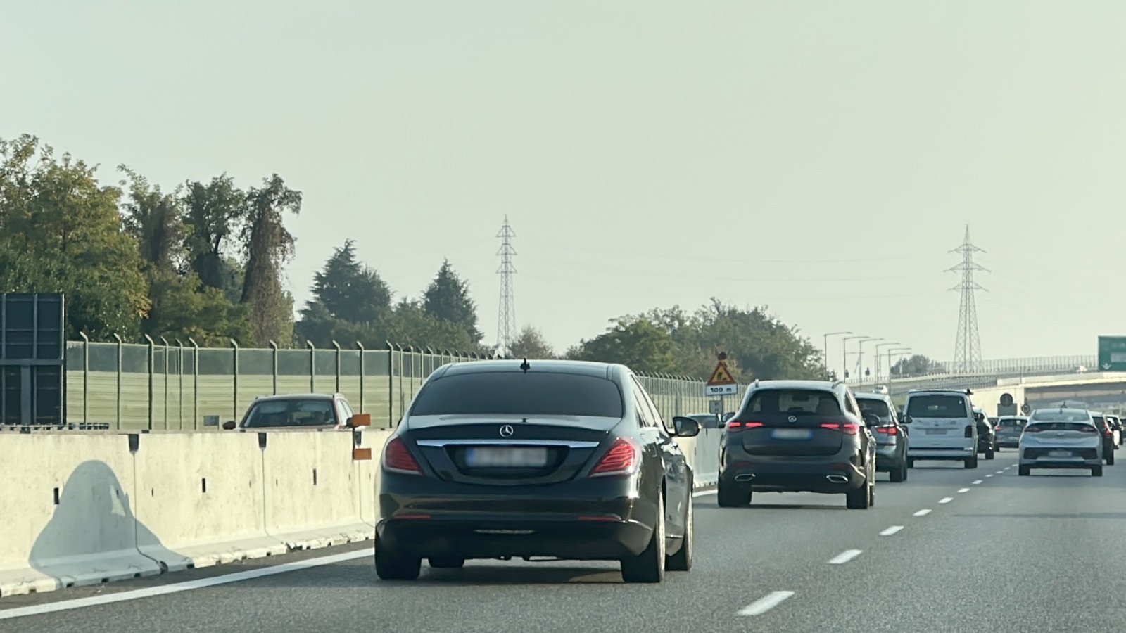 Mercedes driving from Milan to Santa Margherita Ligure on highway