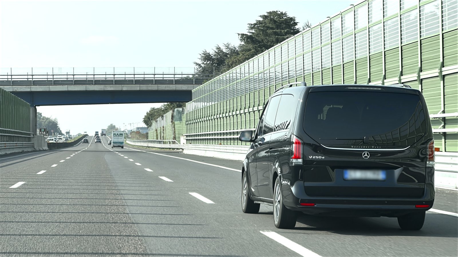 Mercedes driving from Milan to Venice on highway