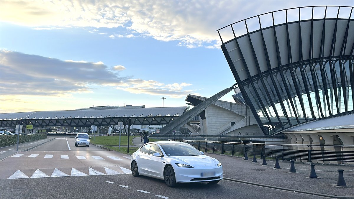 Uber car takes passengers from Lyon Airport to the ski resort Val-Thorens