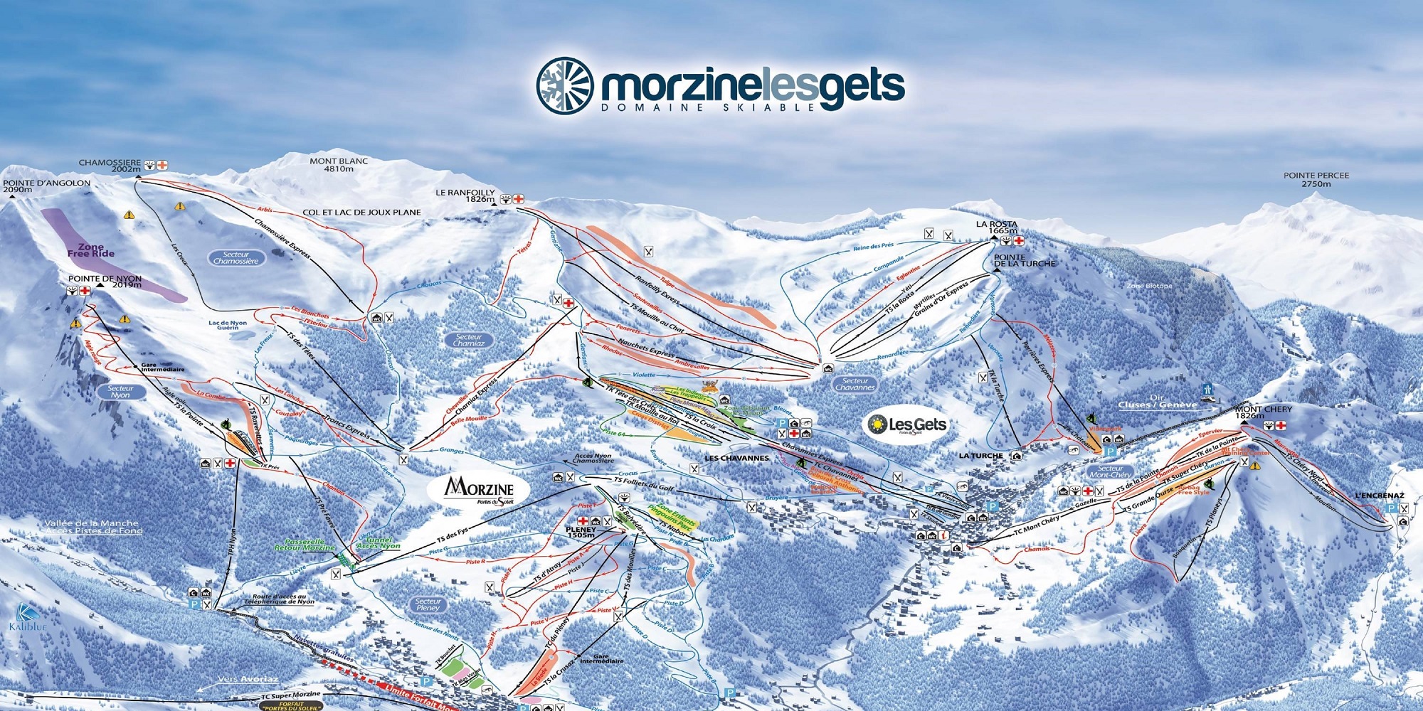 Схема трасс в Морзин (Ski map Morzine)