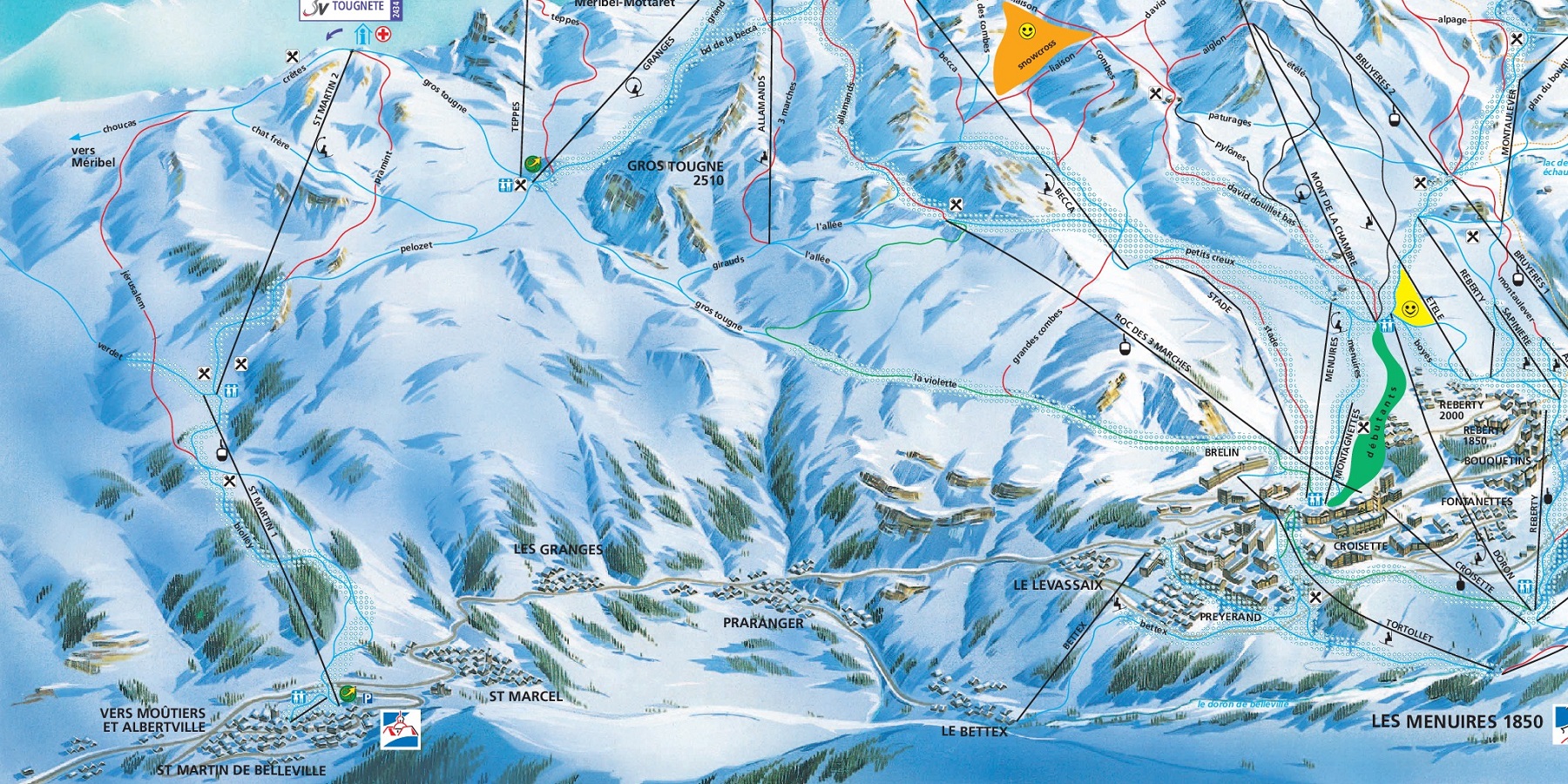 Схема трасс в Сен Мартен де Бельвиль (Ski map Saint Martin De Belleville)